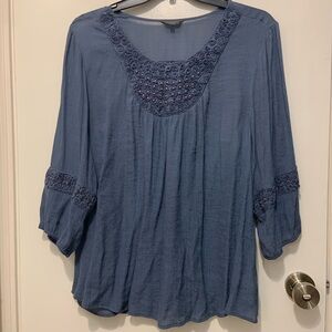 Hannah Blue Embroidered Women's Top